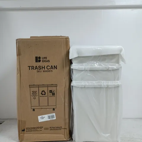 LIFE IDEAS TRASH CAN – BOXED UNIT WITH WHITE PLASTIC BIN