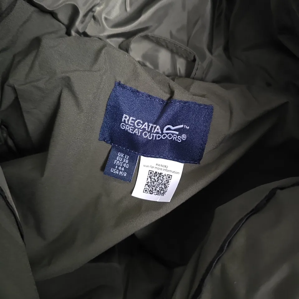 REGATTA ELORIA COAT IN DARK KHAKI - UK 12