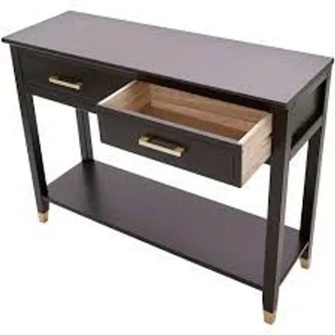 BOXED PALAZZI 2 DRAWER BLACK CONSOLE TABLE