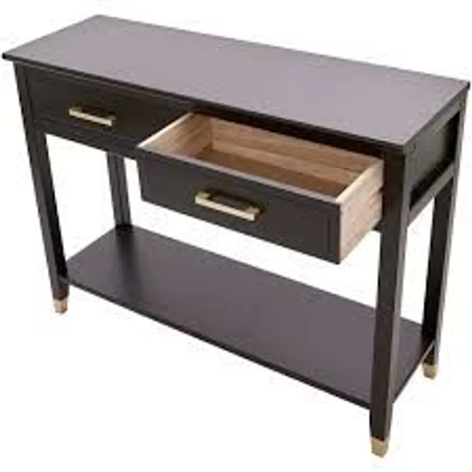 BOXED PALAZZI 2 DRAWER BLACK CONSOLE TABLE