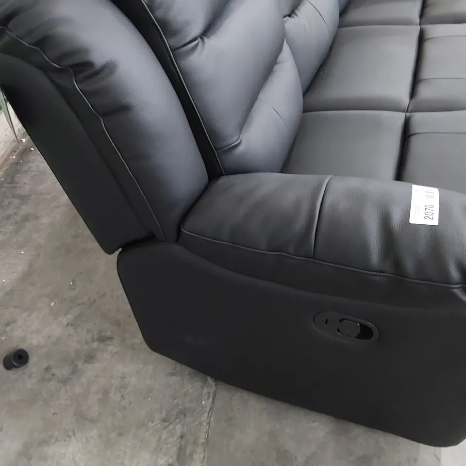 DESIGNER ROTHBURY MANUAL RECLINING THREE SEATER SOFA BLACK FAUX LEATHER 