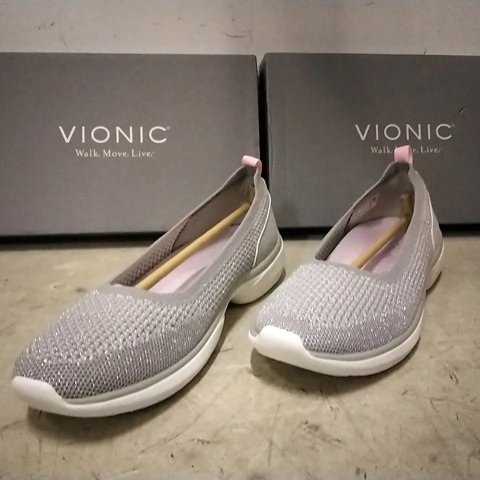 BOXED VIONIC BALLERINA GREY , SIZE 8 , 5 PAIRS 