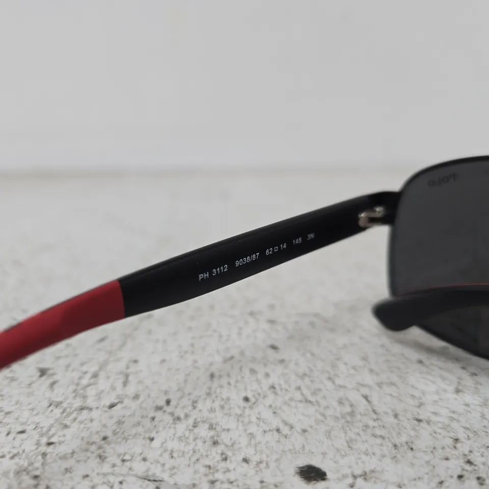 POLO RALPH LAUREN 0PH3112 PILOT SUNGLASSES- BLACK/RED