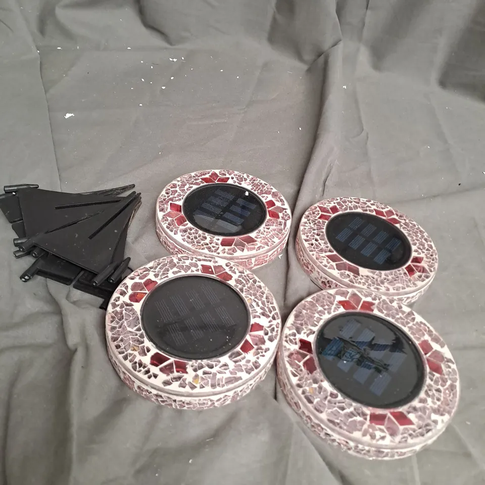 BELL & HOWELL SET OF 4 GLASS MOSAIC DESIGN SOLAR DISK LIGHTS