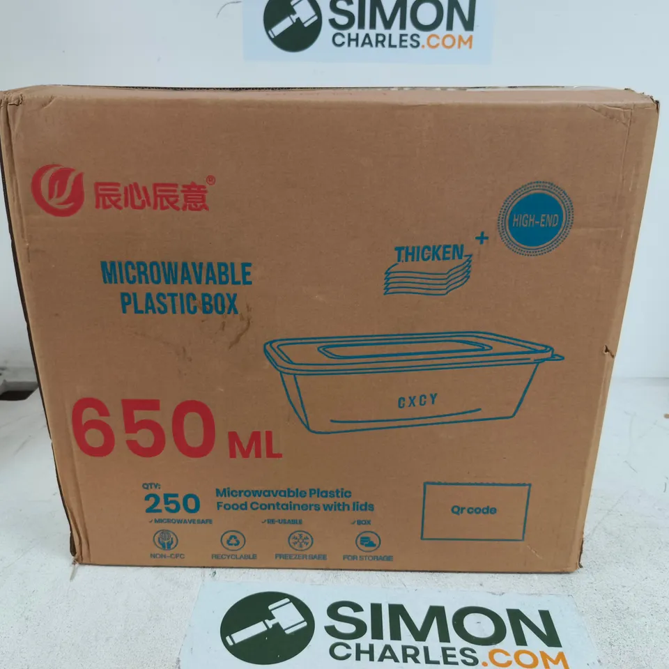 650ML MICROWAVEABLE PLASTIC FOOD CONTAINERS WITH LIDS – X250