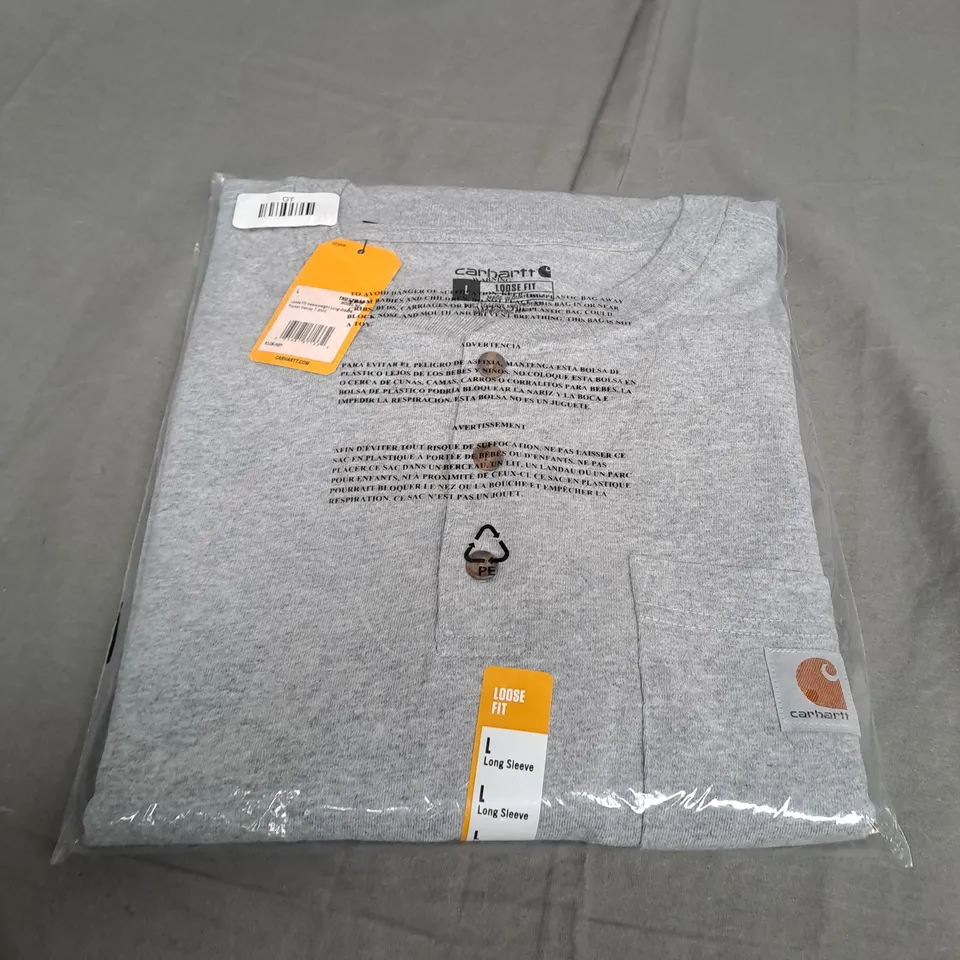 SEALED CARHARTT LIGHT GREY HEAVY WEIGHTED LONG SLEEVE T-SHIRT - LARGE