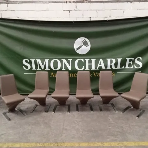 SET OF 6 QUALITY DESIGNER ZIG-ZAG STYLE DINING CHAIRS IN PU FAUX LEATHER