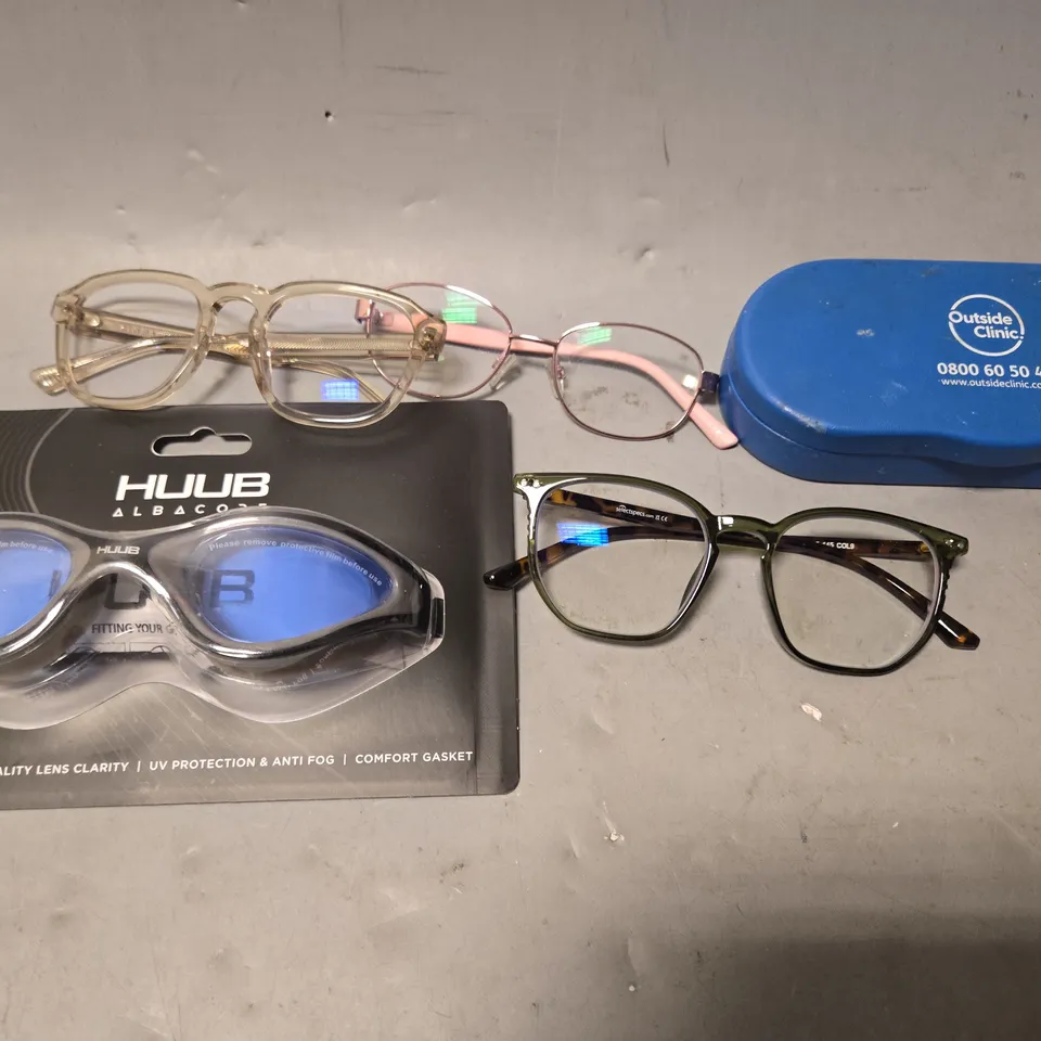 APPROXIMATELY 15 ASSORTED VISION CARE ITEMS TO INCLUDE - EYEWEAR GLASSES , CARRY CASES , GOGGLES ETC