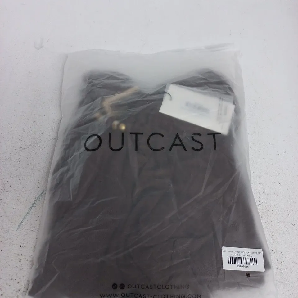 BAGGED OUTCAST CLOTHING LEILINI MINI DRESS CHOCOLATE – SIZE L (1 PIECE)
