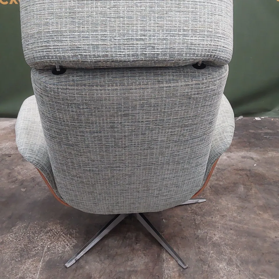QUALITY BRITISH DESIGNER G PLAN VARDE POWER RECLINING SWIVEL CHAIR WAFFLE MIST FABRIC