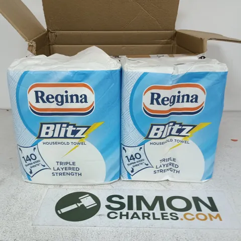 LOT OF 4 REGINA BLITZ PACKS OF HOUSEHOLD TOWELS - 4 X 140 SHEET