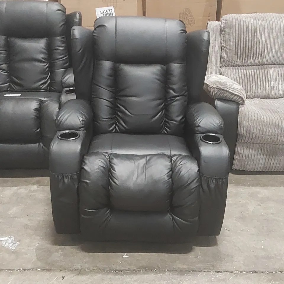 QUALITY DESIGNER FAUX LEATHER ELECTRIC RECLINER ARMCHAIR