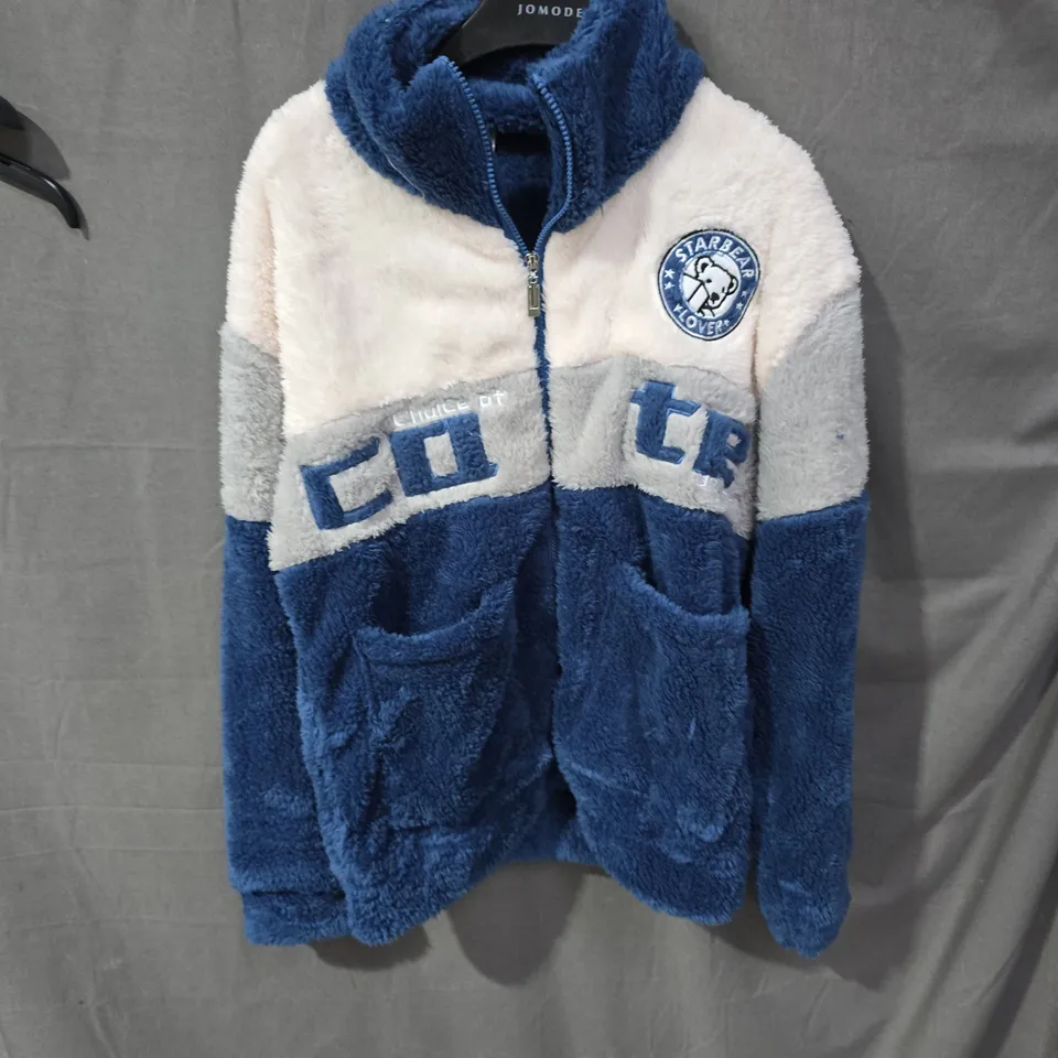 BOX OF APPROXIMATLEY 25 CLOTHING ITEMS INCLUDING:ONE PIECE TSHIRT, STARBEAR LOVER FLEECE AND BLUE HOODIE  