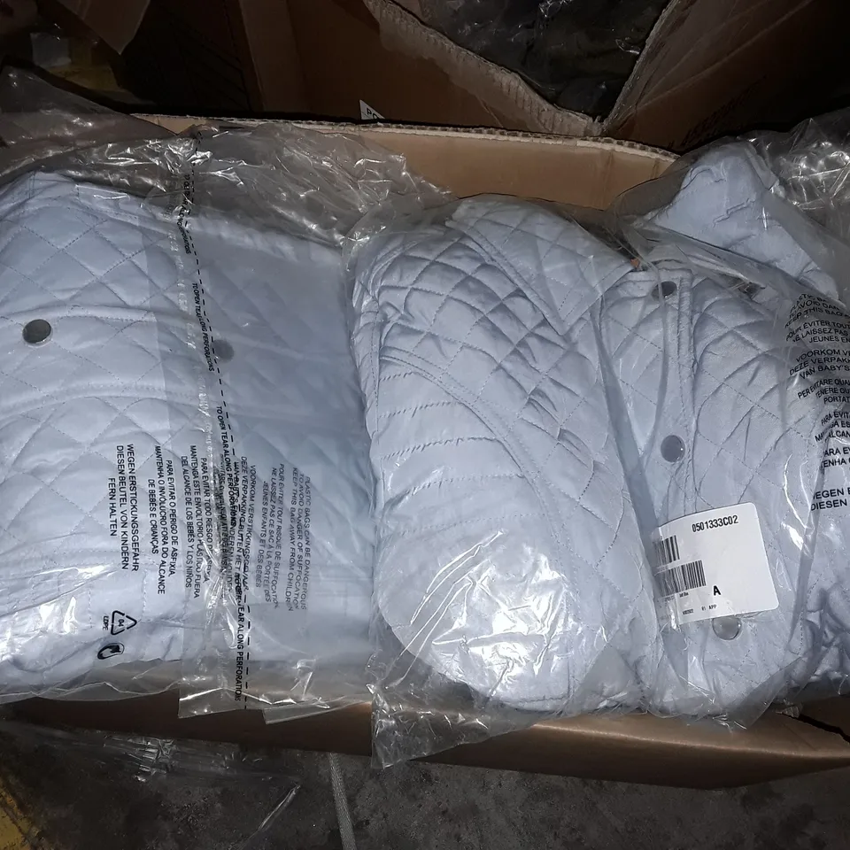 LOT OF APPROXIMATELY 8 BAGGED AS NEW RUTH LANGFORD QUILTED COATS IN SOFT BLUE - ALL SIZE 12