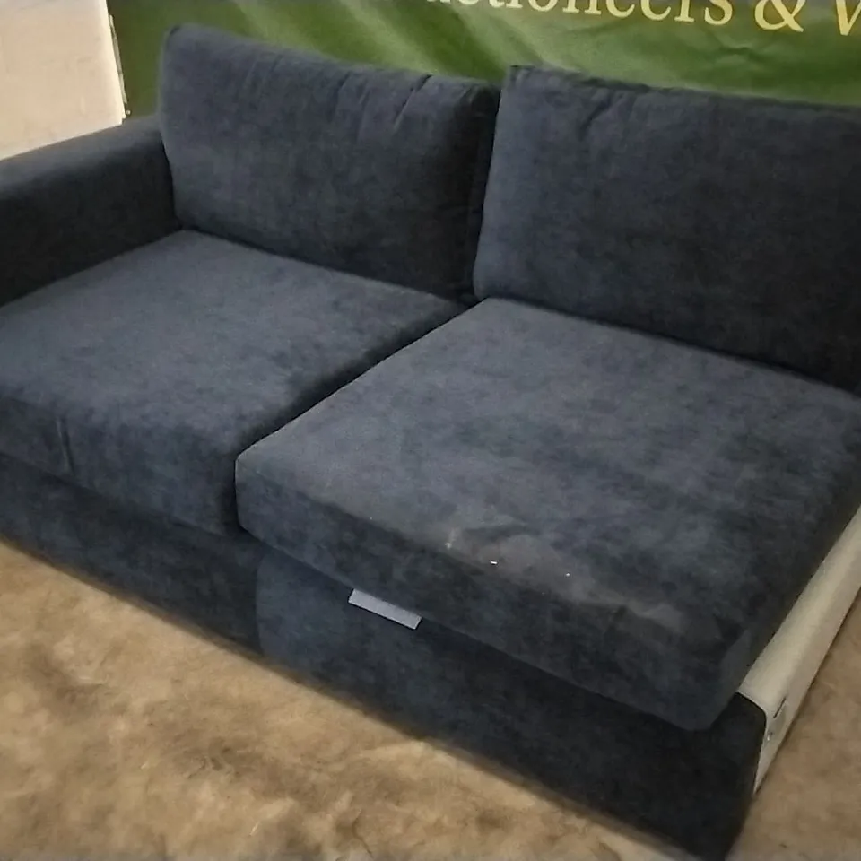 QUALITY BRITISH DESIGNER NAVY BLUE FABRIC CORNER GROUP SOFA SECTION 