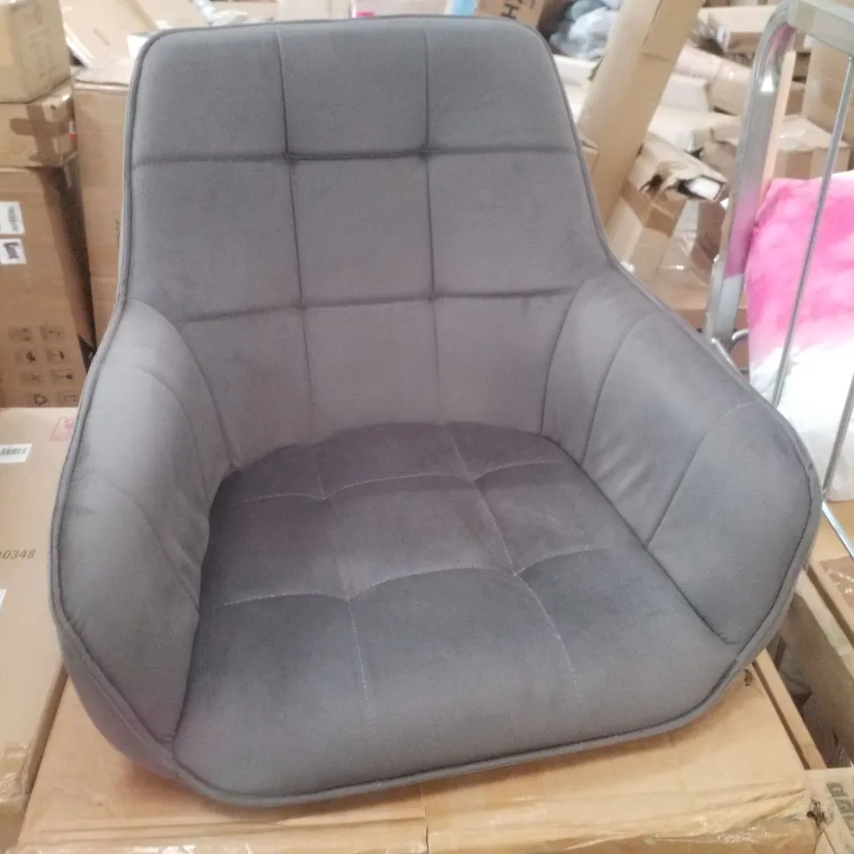 BOXED SET OF 2 DANYL VELVET SWIVEL DINING CHAIRS - GREY