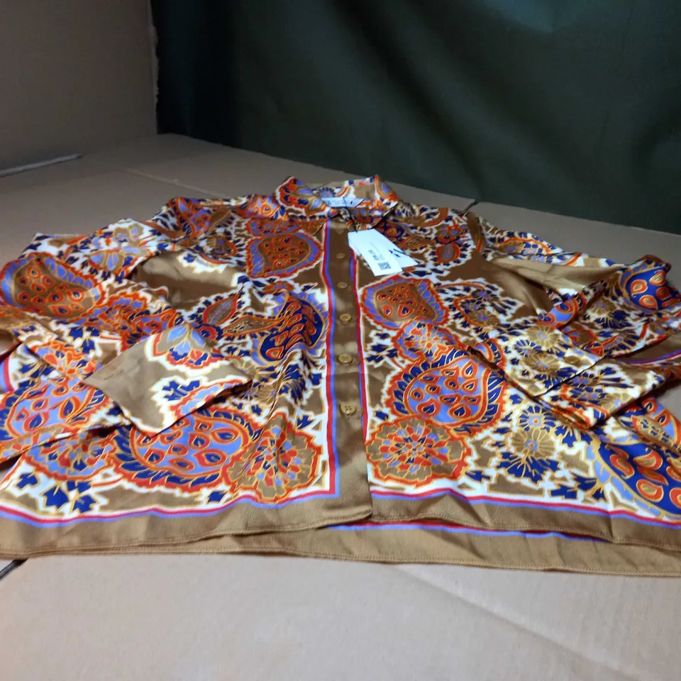 ZARA GOLD SATIN WOMENS SHIRT - MEDIUM