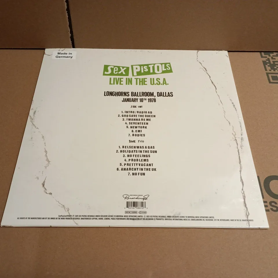 SEX PISTOLS – LIVE IN THE U.S.A., LONGHORNS BALLROOM, DALLAS (10 JAN 1978) – LIMITED WHITE VINYL EDITION