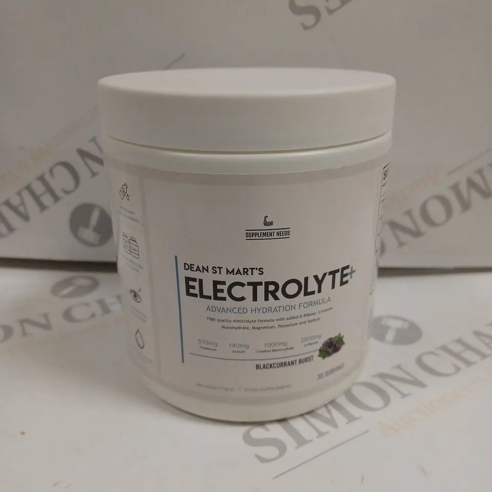SEALED SUPPLEMENT NEEDS DEAN ST MART'S ELECTROLYTE ADVANCED HYDRATION FORMULA - 210G BLACKCURRANT BURST 