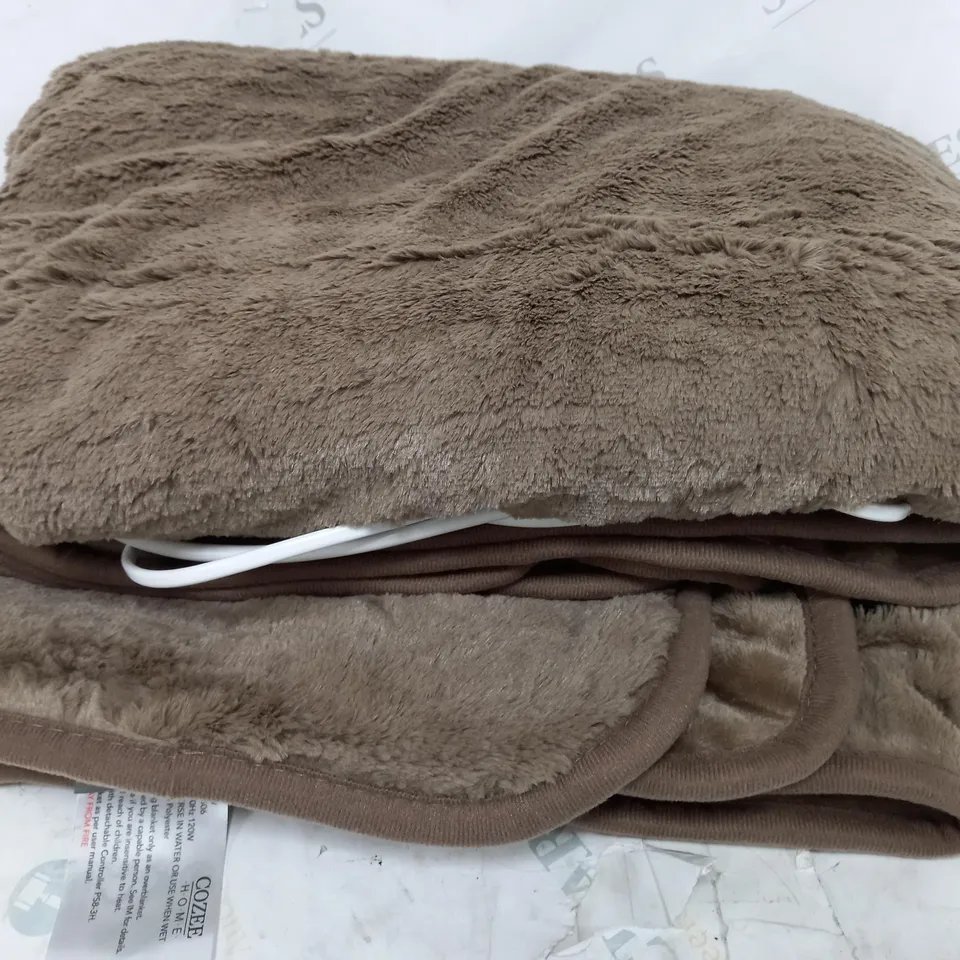 COZEE HOME HEATED BLANKET IN DARK TAUPE