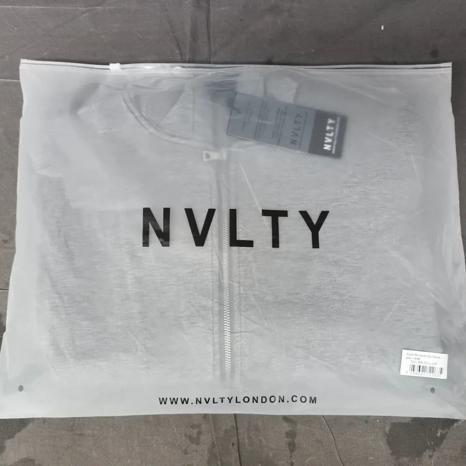 NVLTY SCUBA STRUCTURED ZIP HOODIE IN GREY SIZE LARGE