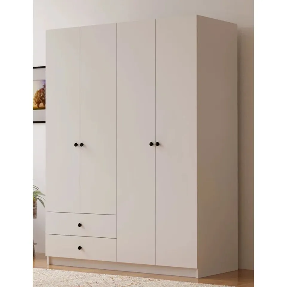 BOXED 4 DOOR WARDROBE WHITE (2 BOXES)
