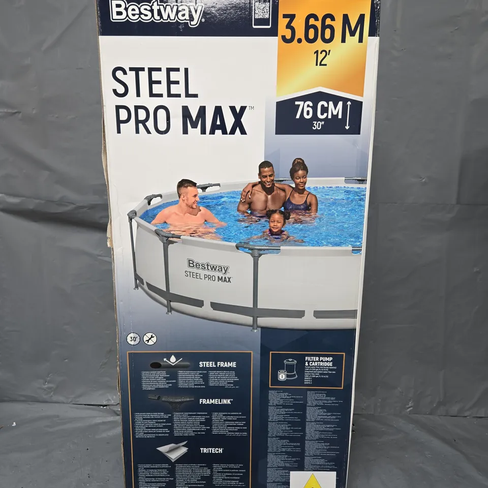 BOXED BESTWAY 12FT PRO MAX POOL WITH PUMP // COLLECTION ONLY
