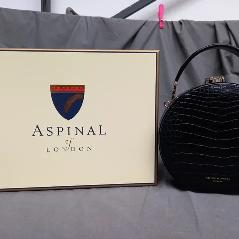 BOXED ASPINAL OF LONDON BLACK HARD CASE BAG