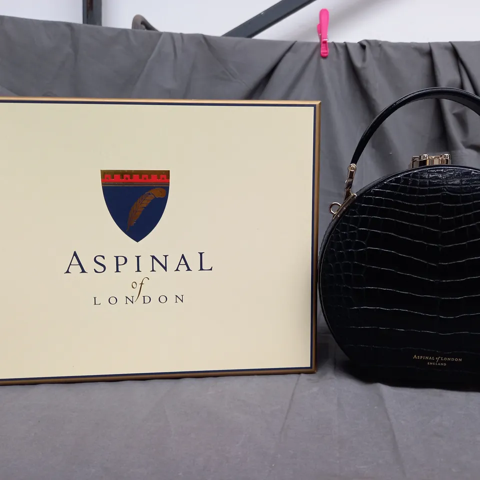 BOXED ASPINAL OF LONDON BLACK HARD CASE BAG