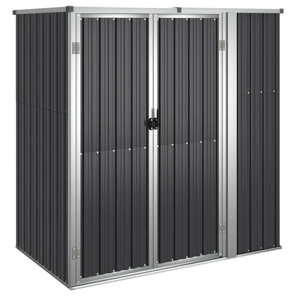 BOXED AMEENAH GARDEN TOOL SHED ANTHRACITE 161×89×161CM GALVANISED STEEL