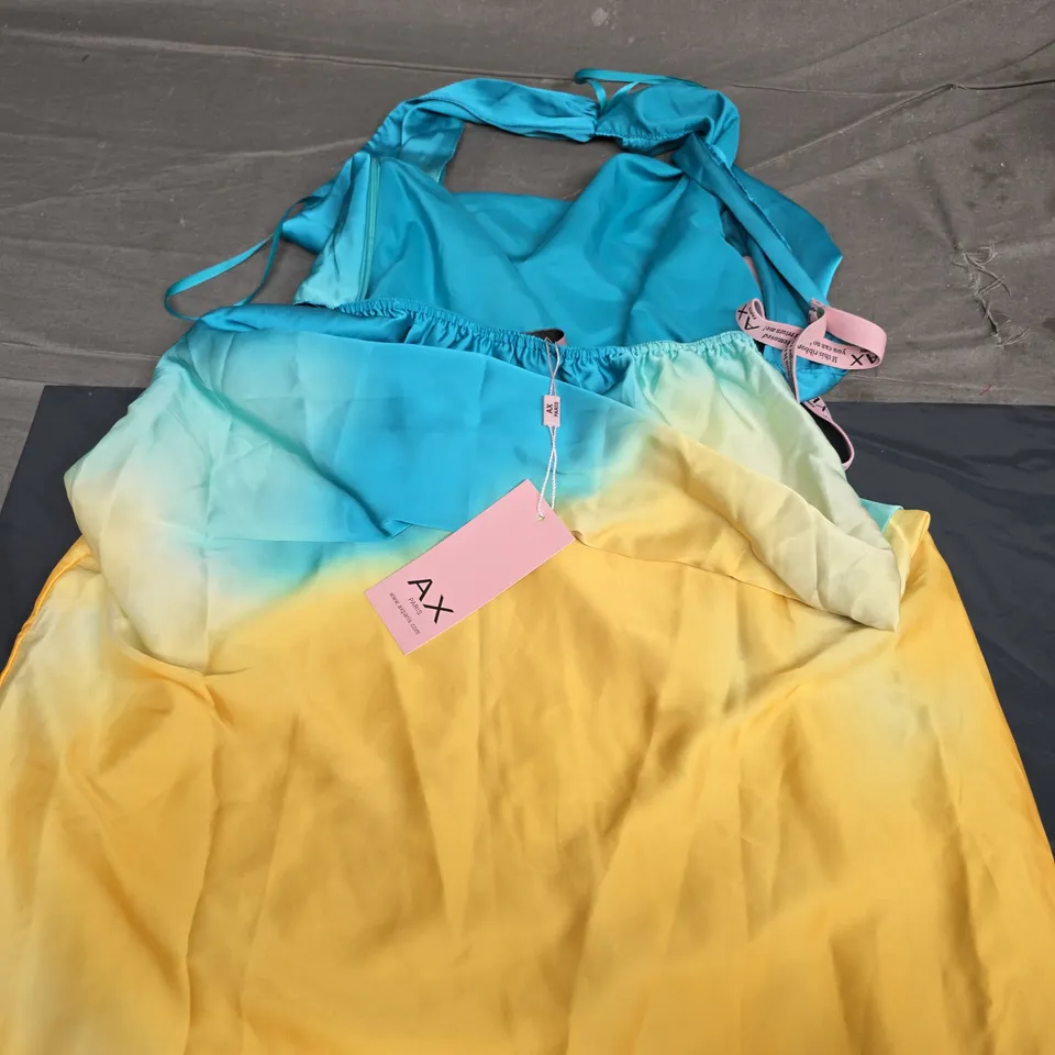 AX PARIS DRESS IN BLUE/ YELLOW SIZE 8