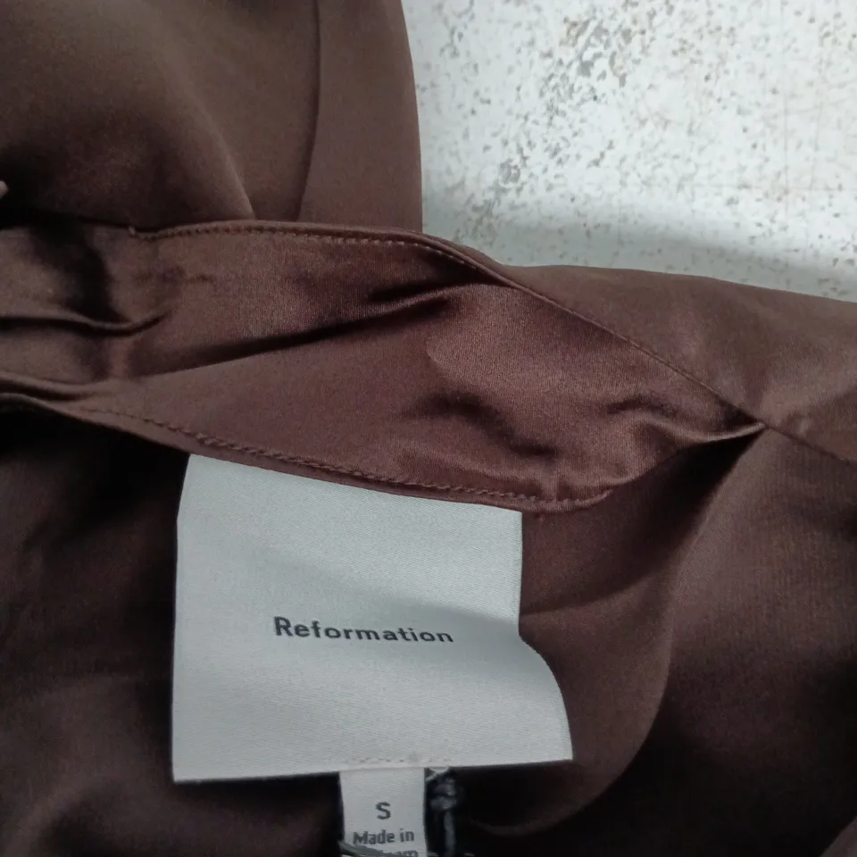 REFORMATION BROWN SILK DRESS – SIZE S