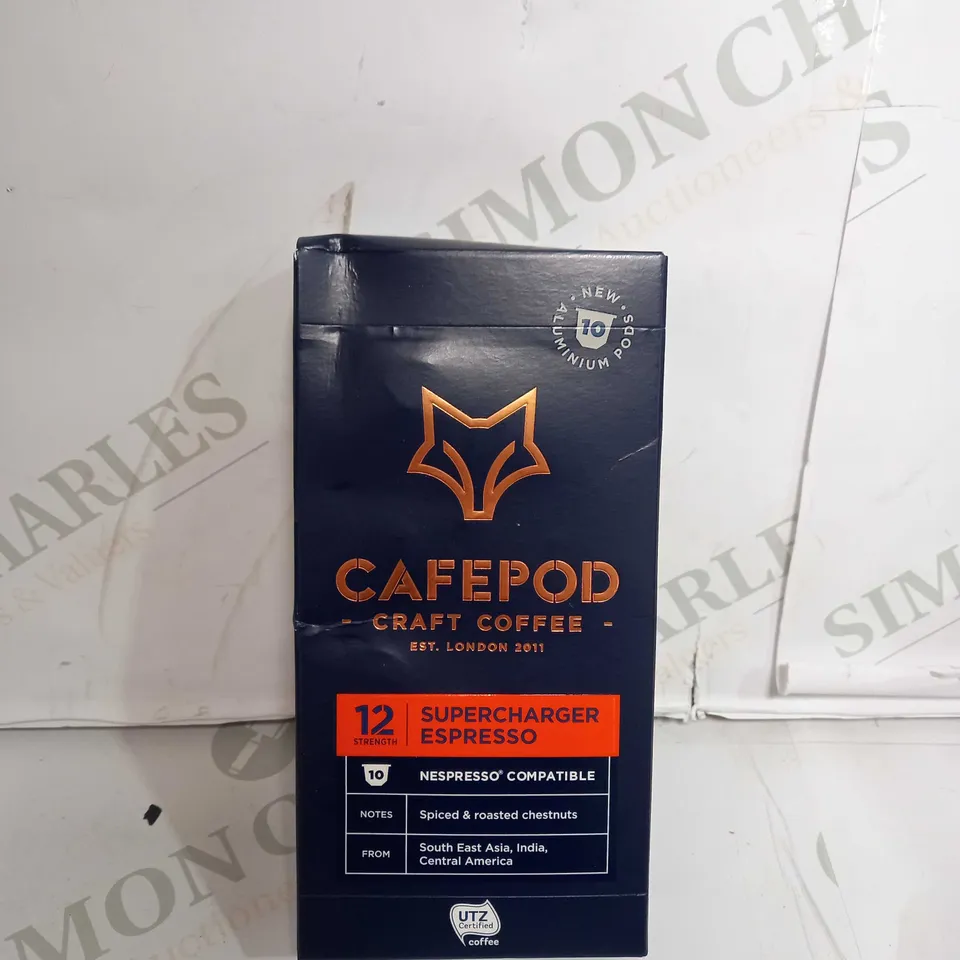 BOX OF APPROX 30 CAFEPOD CRAFT COFFEE SUPERCHARGER ESPRESSO PODS X10 55G