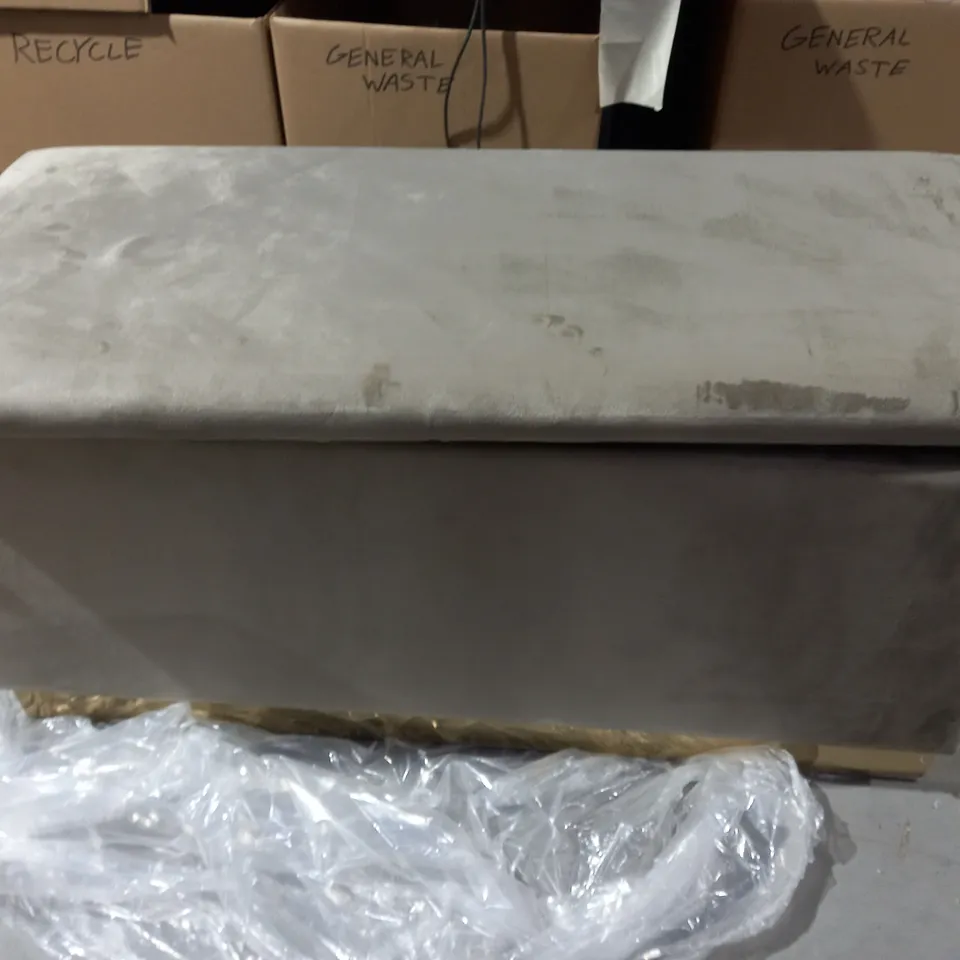 ALISON CORK VELVET RUSSIAN DOLL STORAGE OTTOMAN, SILVER MINK [COLLECTION ONLY]