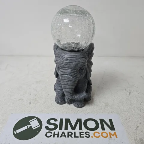 SMART SOLAR ELEPHANT GARDEN ORNAMENT WITH CRACKLE GLASS ORB
