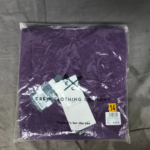 BAGGED CREW CLOTHING COMPANY MERINO WOOL LIBBY ROLL NECK TOP IN PURPLE SIZE 14