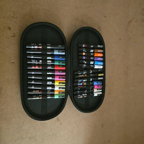 POSCA MARKER SET IN BLACK ZIP CASE β ASSORTED COLOURS