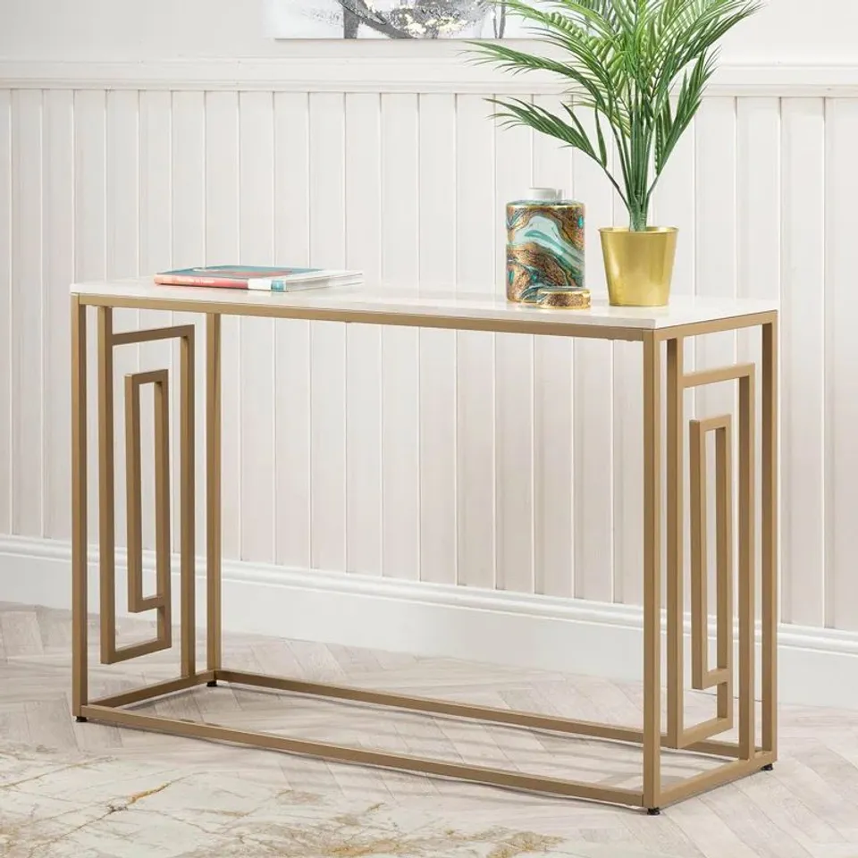 BOXED ADONUS WOOD TOP CONSOLE TABLE FOR LIVING ROOM