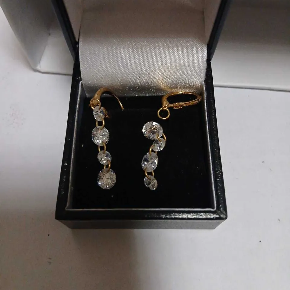 DIAMONIQUE 5CT TW FLOATING STONE DROP EARRINGS STERLING SILVER