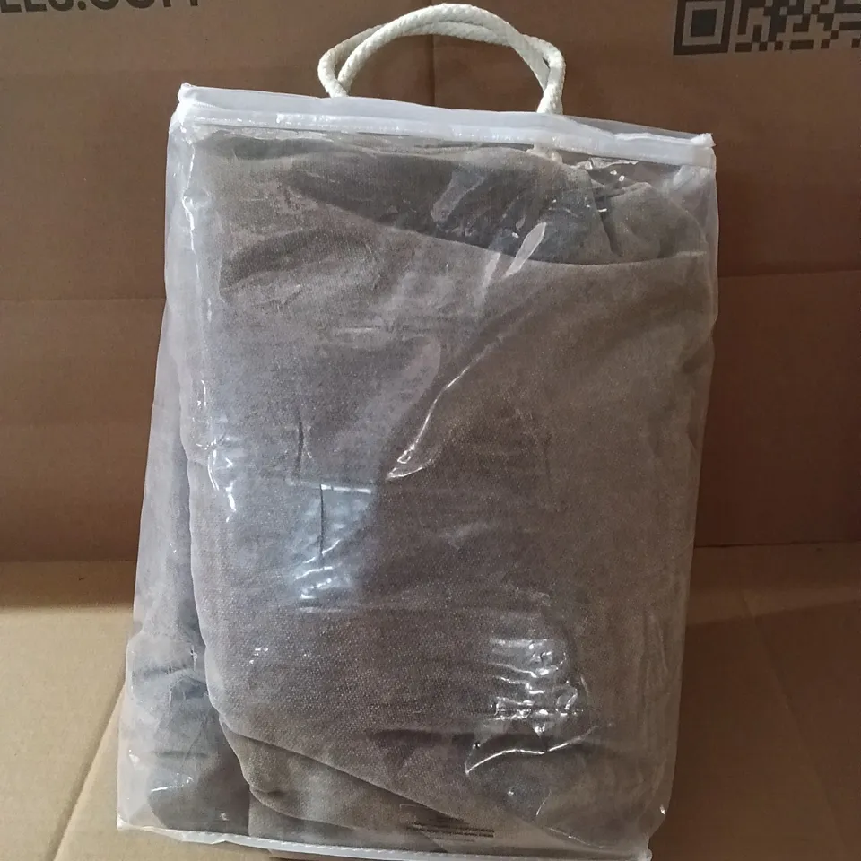 BAGGED HEAVY CHENILLE EYELET CURTAINS, 168X183CM - GREIGE