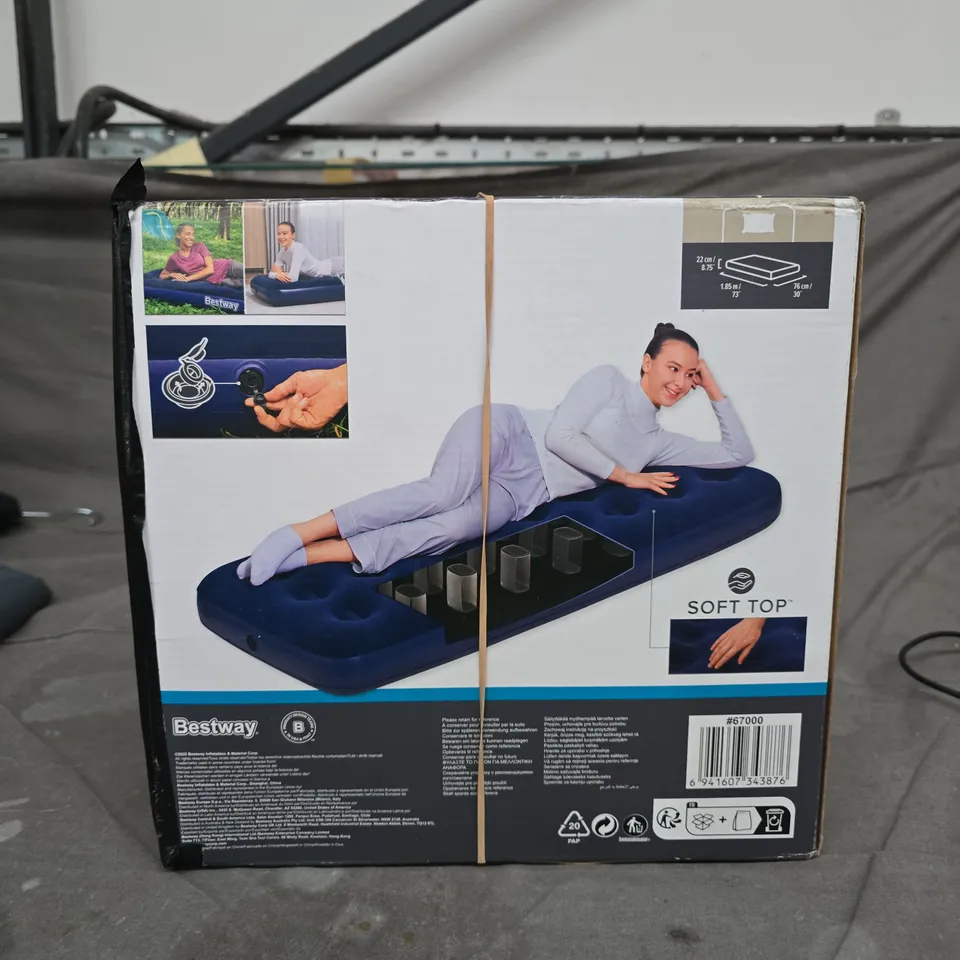 BESTWAY SOFT TOP INFLATABLE GARDEN LOUNGER – BLUE, BOXED