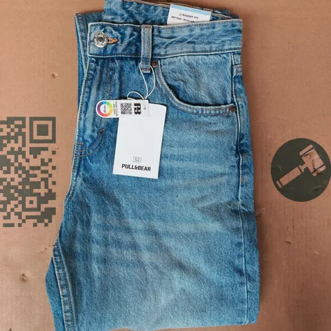 PULL & BEAR STRAIGHT FIT MID RISE JEANS IN BLUE SIZE UK 8