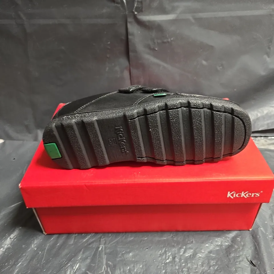KICKERS BLACK LEATHER VELCRO KIDS SHOES – UK 3.5 (EU 36)