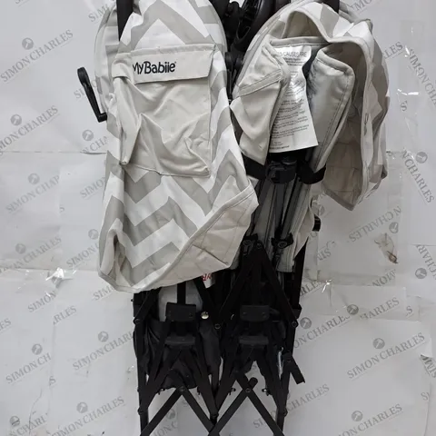 MY BABIIE BILLIE FAIERS GREY CHEVRON TWIN STROLLER - COLLECTION ONLY