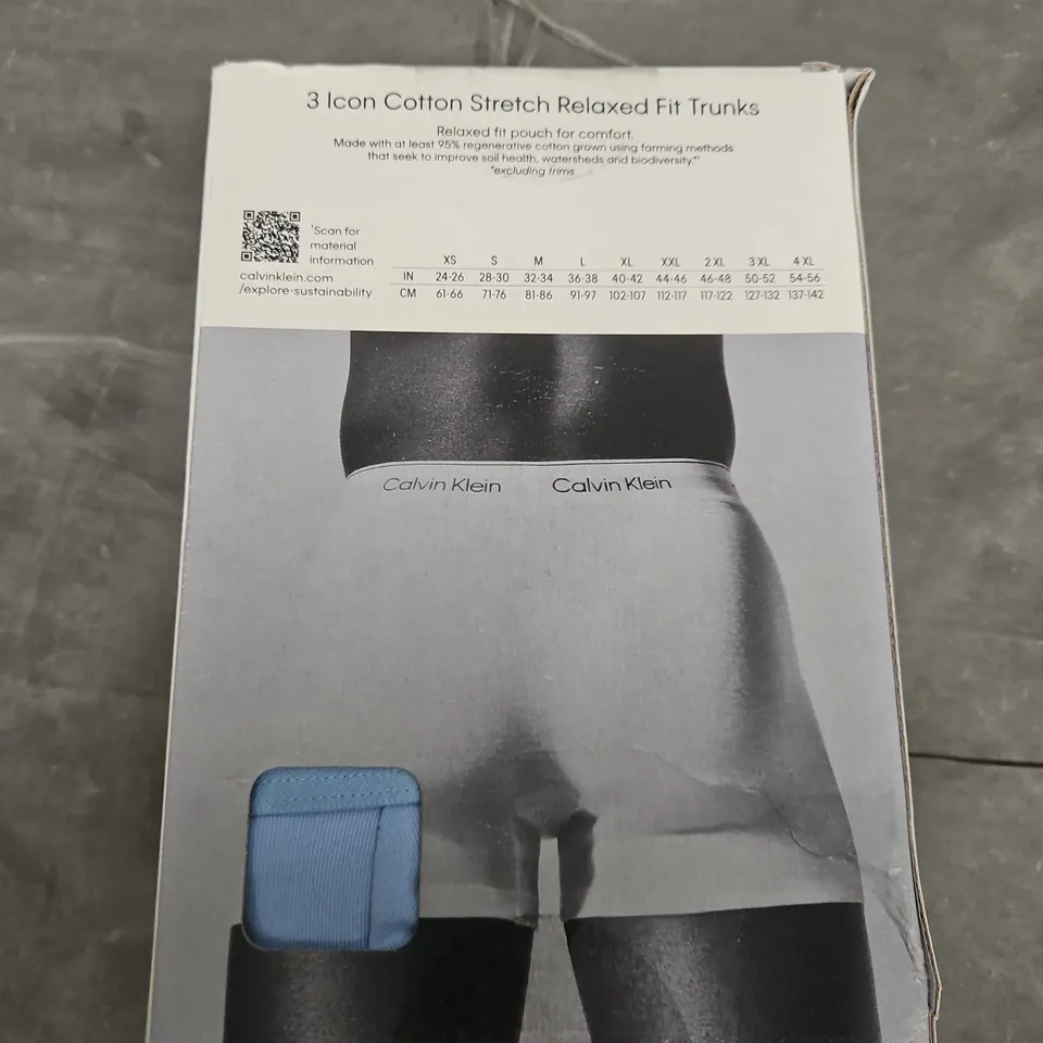 CALVIN KLEIN ICON COTTON STRETCH RELAXED FIT TRUNKS – 3 PACK - S