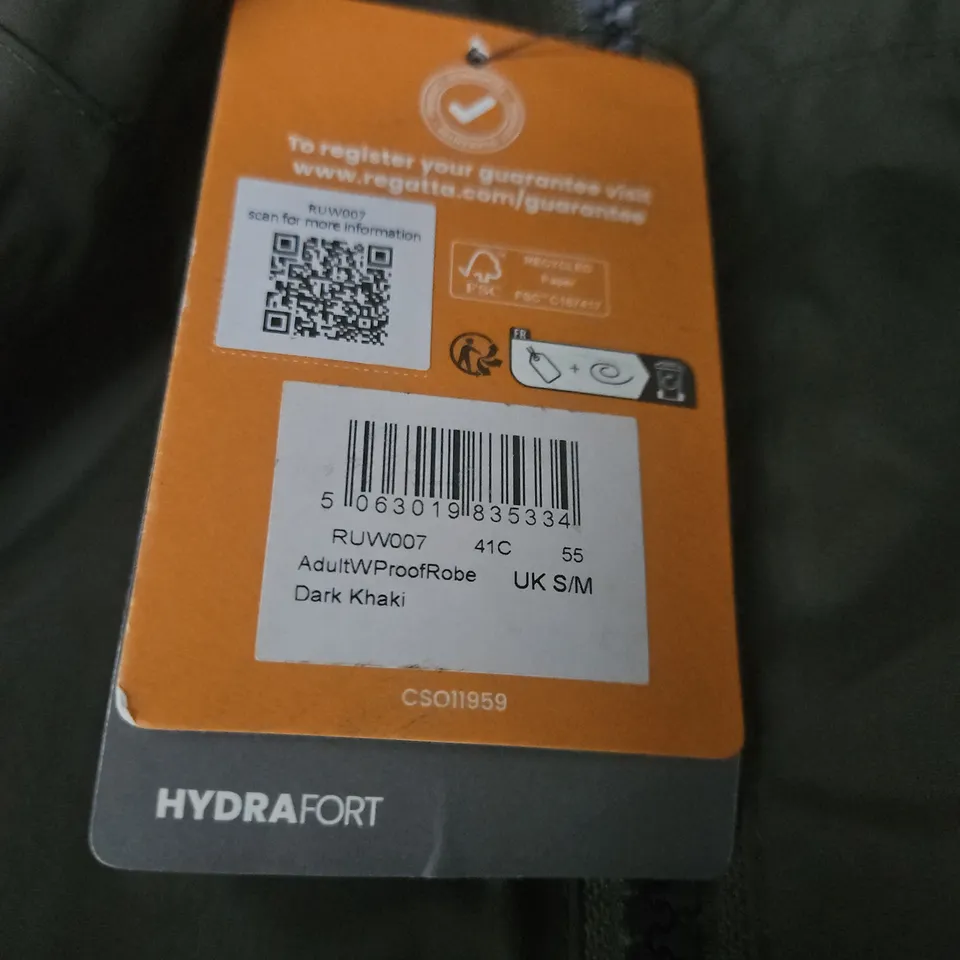 REGATTA GREAT OUTDOORS HYDRAFORT HOODED RAIN JACKET – DARK KHAKI, UK S/M