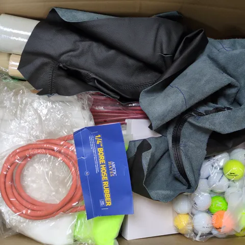 APPROXIMATELY 20 ASSORTED HOUSEHOLD PRODUCTS TO INCLUDE BORE HOSE RUBBER, GOLFBALLS, WALLPAPER, ETC - COLLECTION ONLY