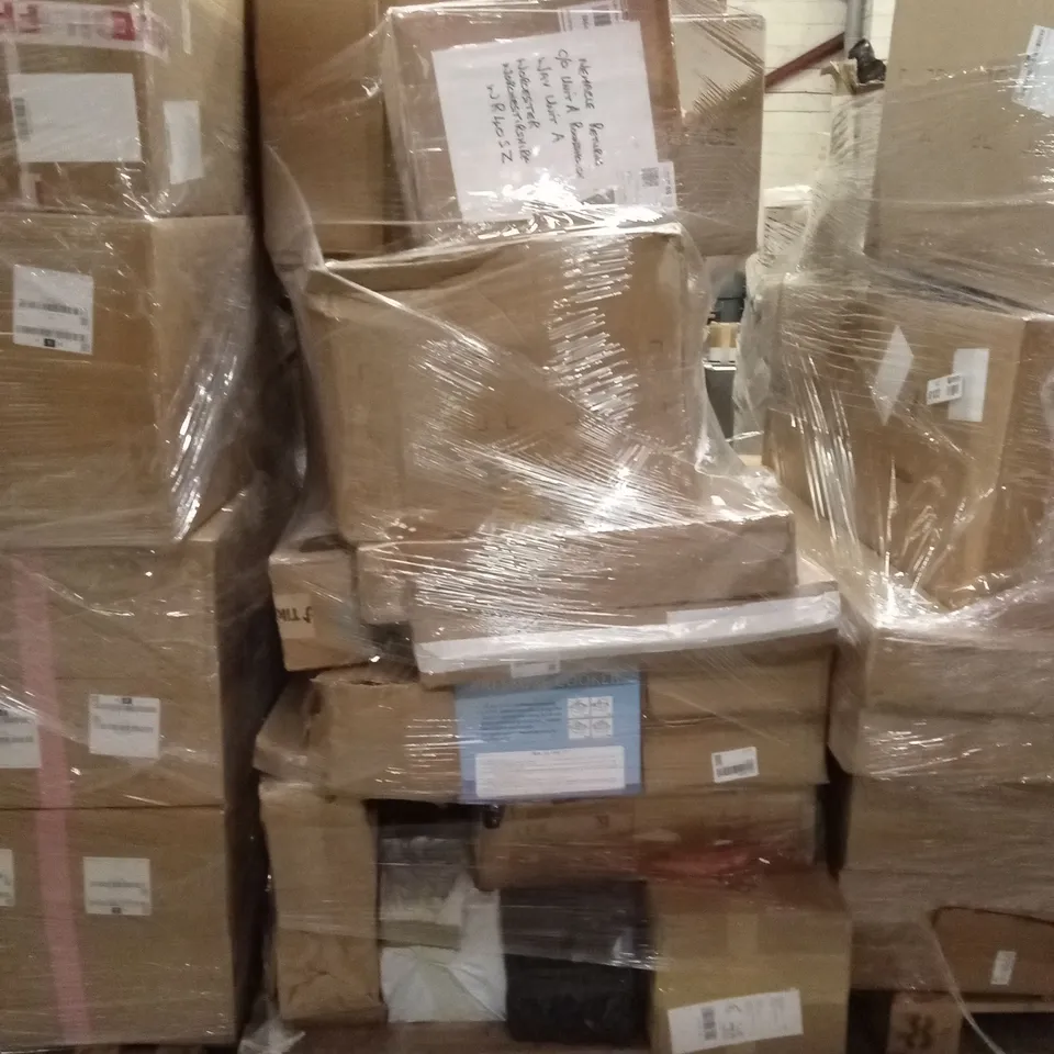 PALLET OF ASSORTED HOUSEHOLD GOODS AND PRODUCTS TO INCLUDE; COOKING PRODUCTS, FURNITURE ETC