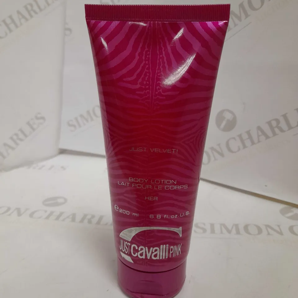 BOX OF APPROX 25 JUST CAVALLI PINK BODY LOTION