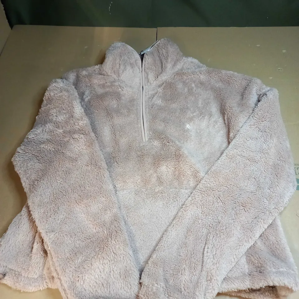 ANOTHER VERSION FLUFFY WASHED BROWN QUARTER ZIP - UK SMALL